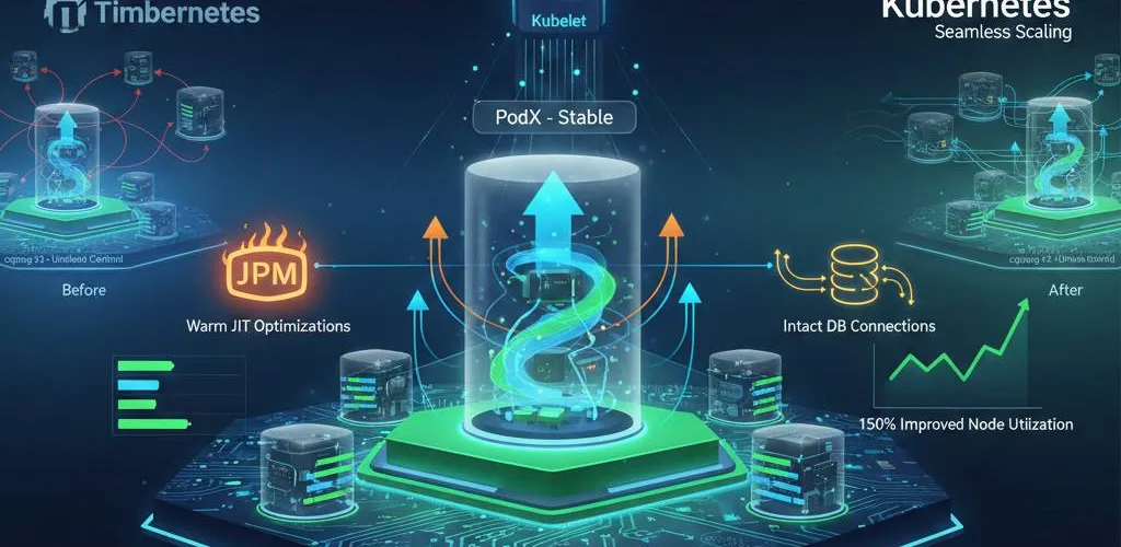 Blog post image for The Resilience of Timbernetes: A Comprehensive Analysis of In-Place Pod Vertical Scaling in Kubernetes 1.35 - Discover how Kubernetes 1.35 "Timbernetes" revolutionizes resource management with In-Place Pod Vertical Scaling. This expert report explores the shift from "restart-to-scale" to a dynamic update model, focusing on benefits for JVM and stateful services. Learn how the kubelet, VPA, and cgroups v2 work together to enable zero-downtime scaling, improve node utilization, and manage memory shrink hazards. Essential reading for DevOps and platform engineers looking to optimize Kubernetes workloads.